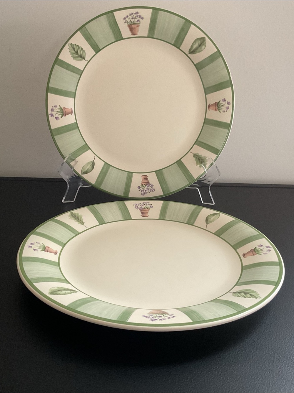 Vintage Pfaltzgraff Perennials Flower Garden Stoneware 10” Dinner Plate Set of 2
